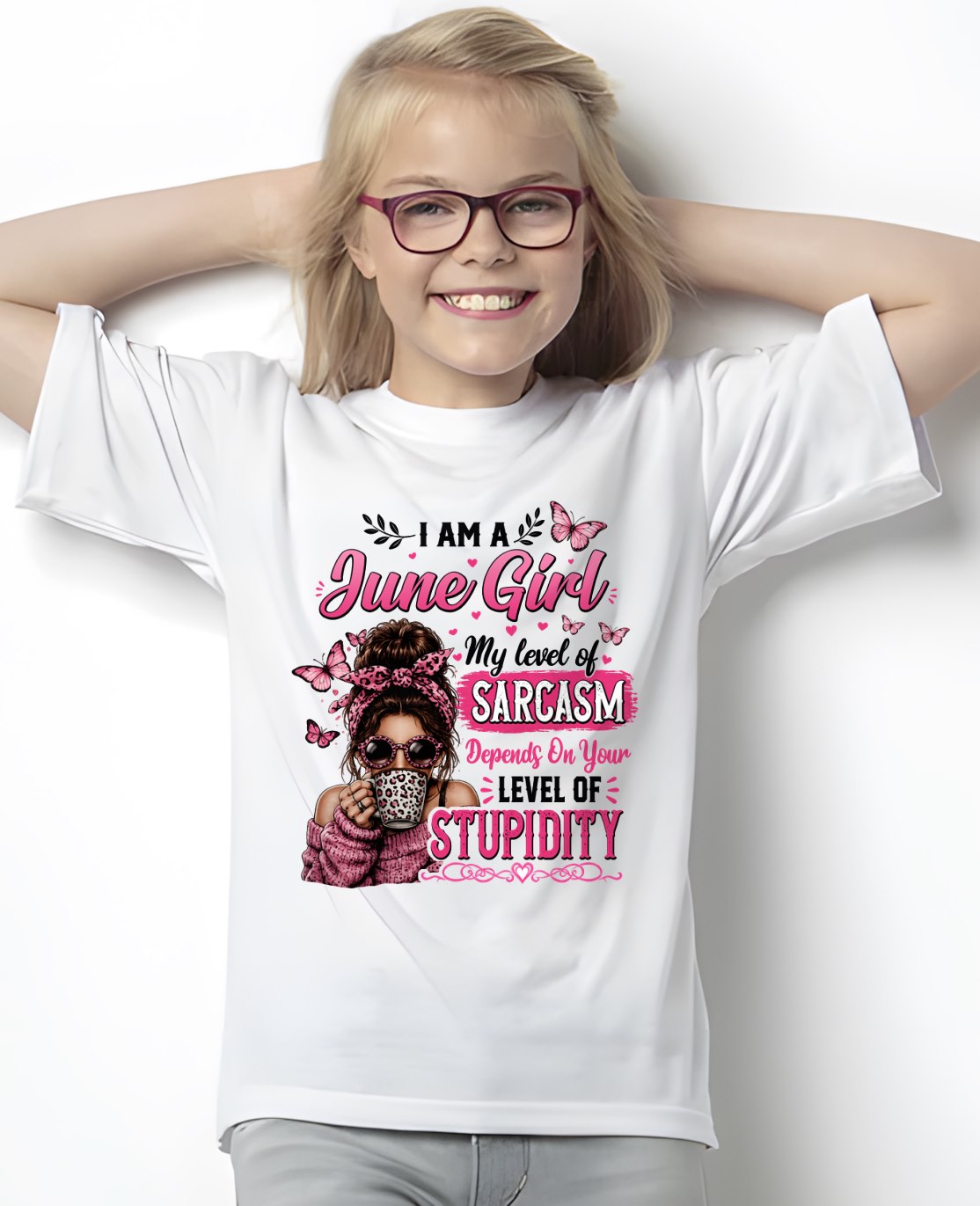 JUNE - SARCASM DEPENDS ON STUPID T-Shirt For WOMAN - TRACY06 (SKU2606-117-06)