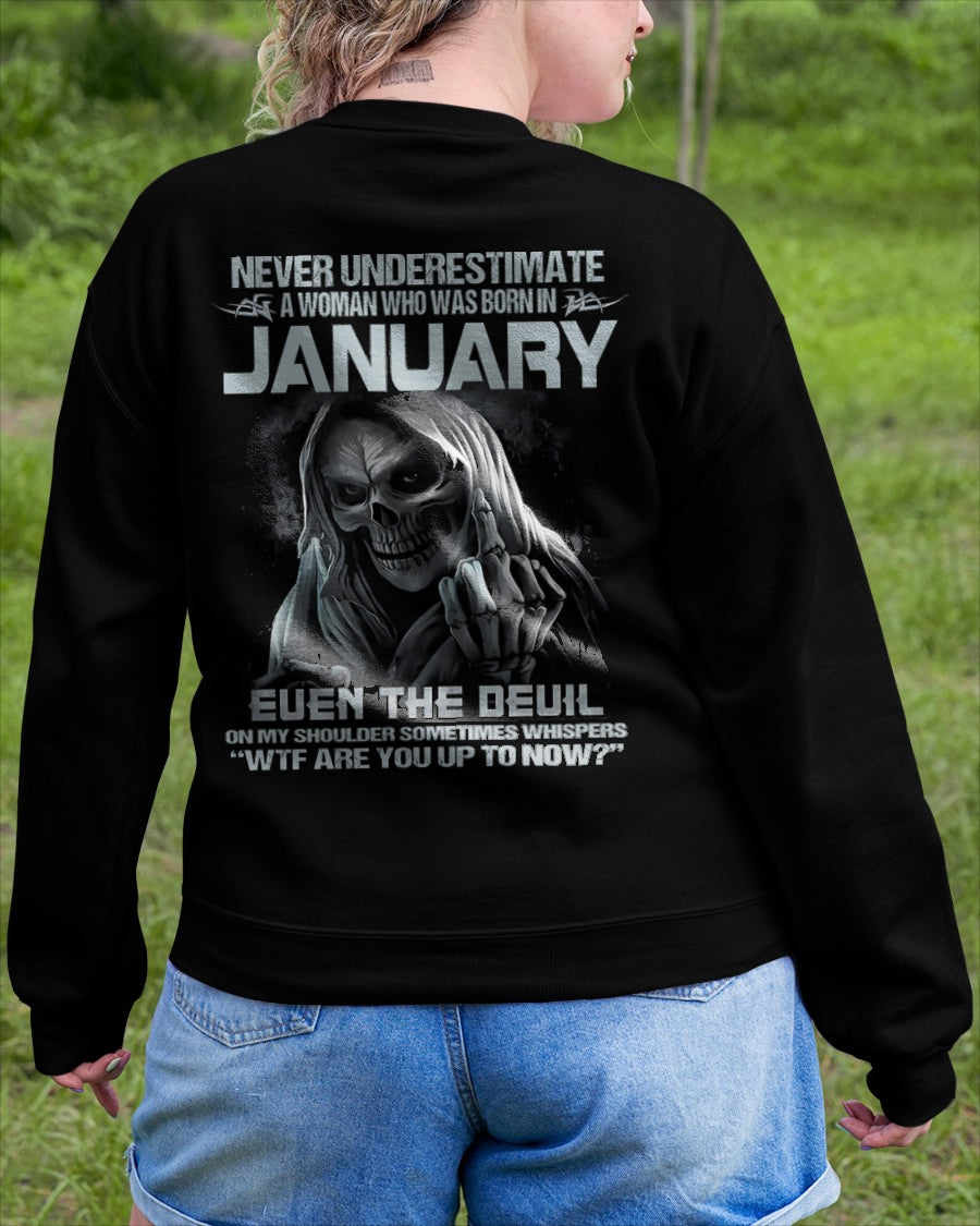 Never Underestimate A Woman Who Was Born In January - T Shirt For Woman - XUAN01 (SKU09-13-01)