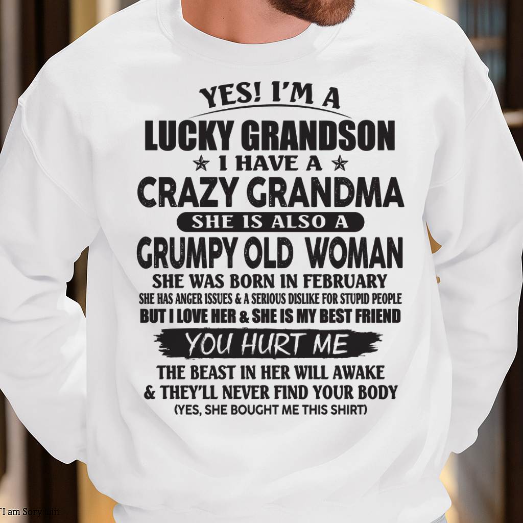 FEBRUARY - LUCKY GRANDSON OF CRAZY GRANDMA - FROM GRANDMA - tracy02 (SKU10-173-02)