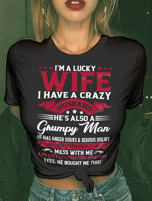 PERFECT T-SHIRT FOR MY LUCKY WIFE - GIFT FROM HUSBAND - tracy00 (SKU10-156-00)