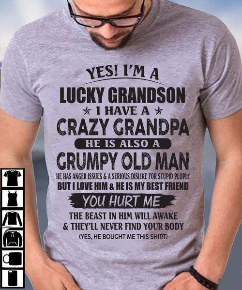 LUCKY GRANDSON OF CRAZY GRANDPA -  PERFECT GIFT FROM GRANDPA - tracy00 (SKU12-145-00)