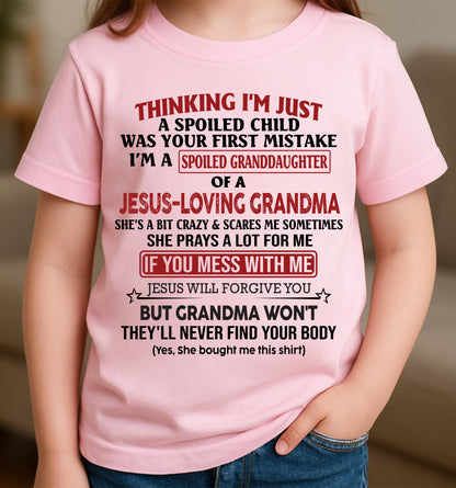 Christian Girl Shirt – Spoiled by Grandma – From Grandma to Granddaughter tracy00 (SKU07-181-00)
