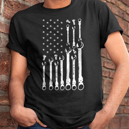 Mechanic Flag American Patriotic Flag Car Mechanic USA Flag T-Shirt - Gift For Mechanic - XUAN (SKUM08-D09)