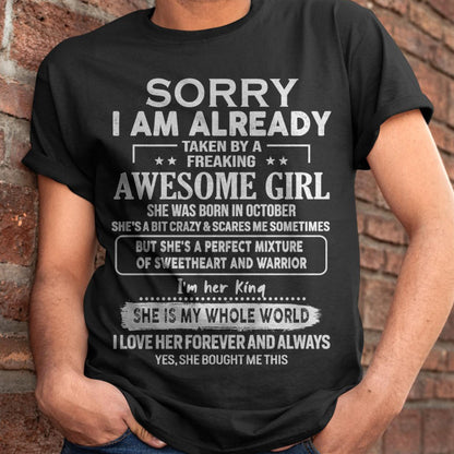 October - Awesome Girl - Perfect Gift For Your Boyfriend, Husband From Wife - tracy10 (SKU04-86MT-10)