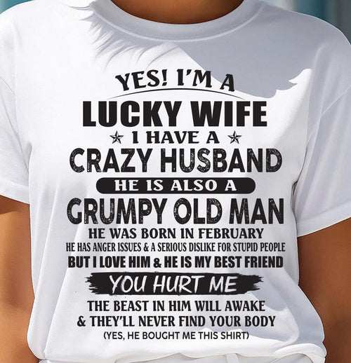 FEBRUARY - TO MY WIFE - I'M A LUCKY WIFE - GIFT FROM HUSBAND - tracy02 (SKU11-30-02)
