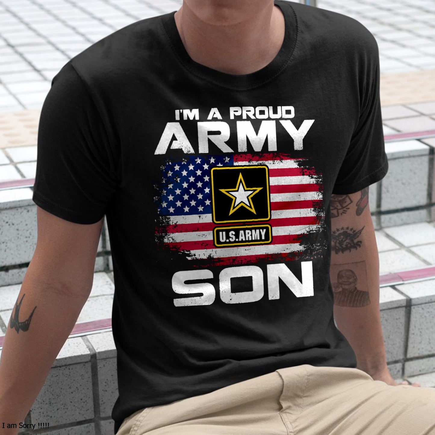 I'm A Proud Army Son With American Flag Veteran Gift Long Sleeve T-Shirt For MAN - TRACY00 (SKU-TRAN-120501)