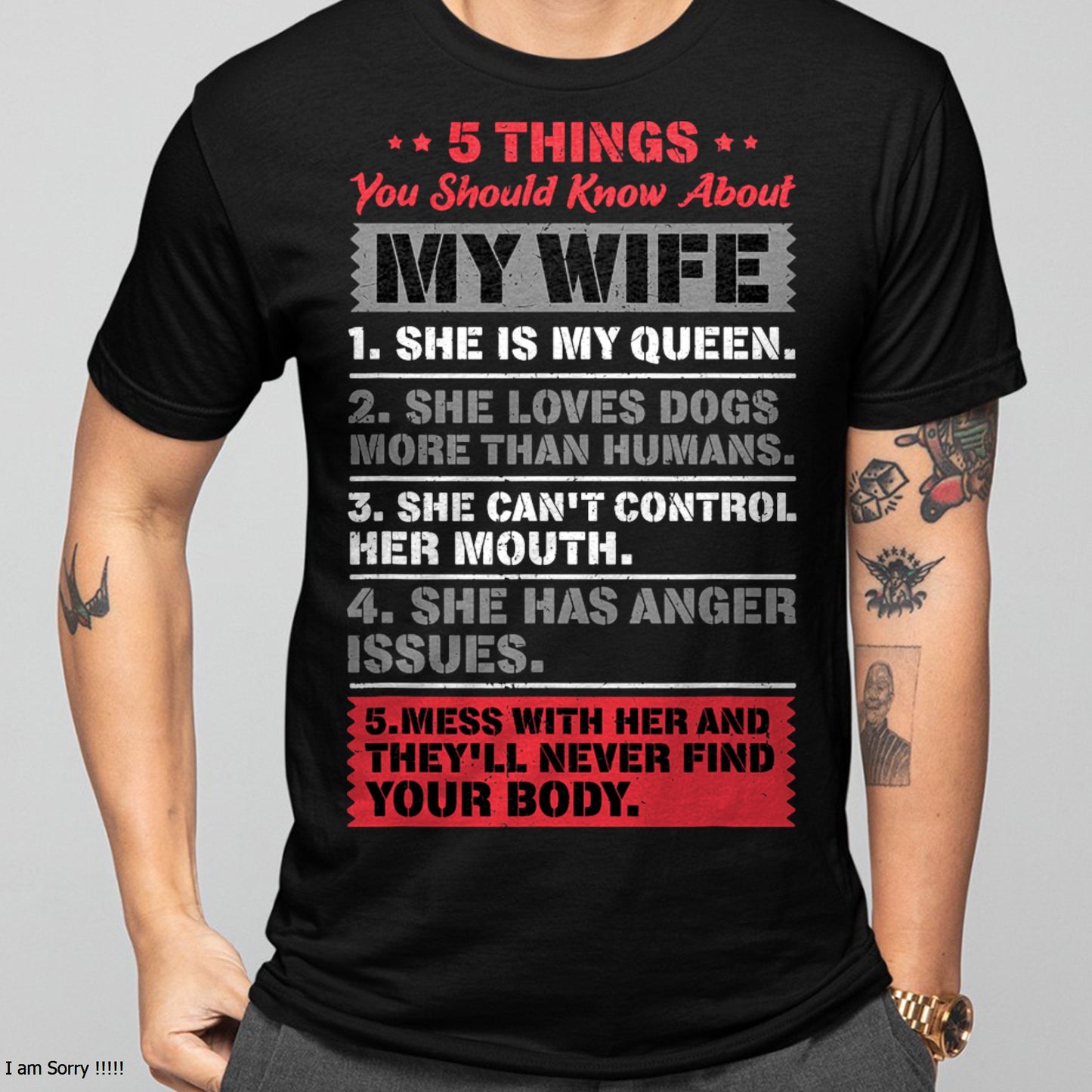 5 Things You Should Know About My Wife Husband Giftidea T-Shirt From WIFE - TRACY00 (SKU-TRAN-130506)