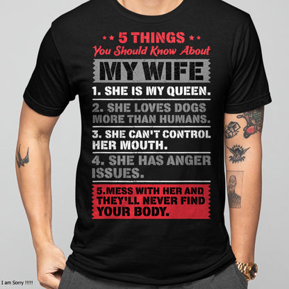 5 Things You Should Know About My Wife Husband Giftidea T-Shirt From WIFE - TRACY00 (SKU-TRAN-130506)