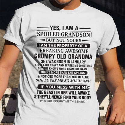 Yes I’m A Stubborn Grandson T-Shirt – Birthday Gift From February Grandma / Woman - tracy02 (SKU10-171-02)