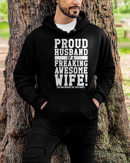 Proud Husband Of A Freaking Awesome Wife! Gift T-Shirt From WIFE - TRACY00 (SKU-TRAN-130509)