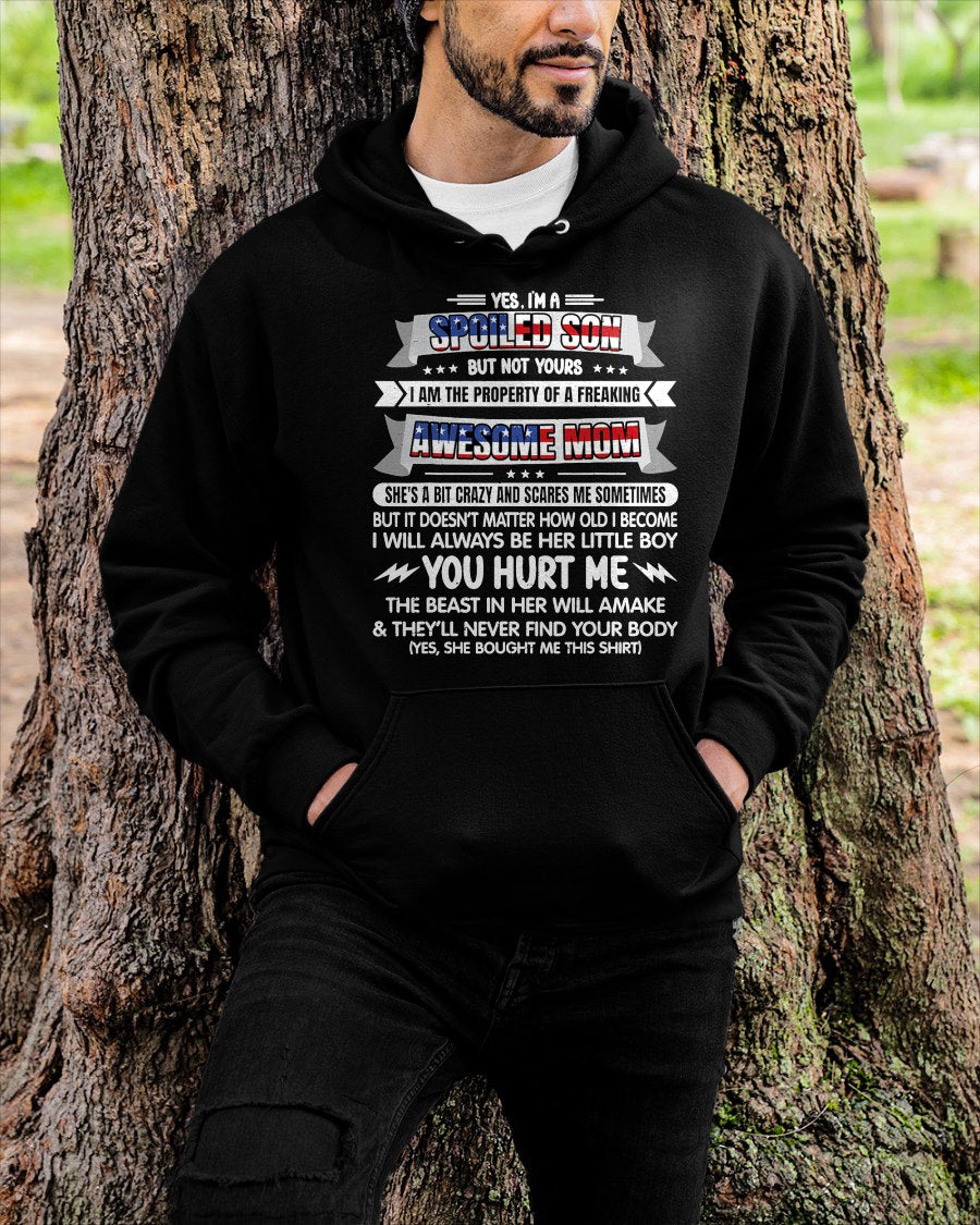 Im A Spoiled Son But Not Yours Freaking Awesome Mom USA Flag T-Shirt From MOM - TRACY00 (SKU-TRAN-120512)