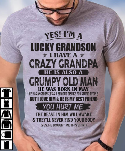 MAY - LUCKY GRANDSON OF CRAZY GRANDPA -  PERFECT GIFT FROM GRANDPA - tracy05 (SKU12-145-05)