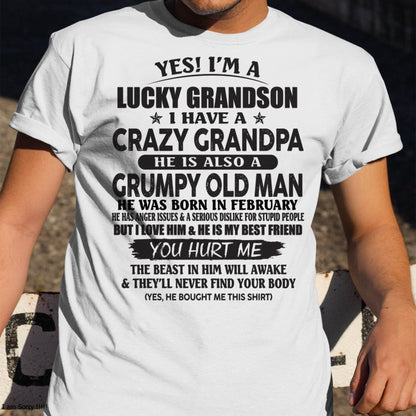 FEBRUARY - LUCKY GRANDSON OF CRAZY GRANDPA -  PERFECT GIFT FROM GRANDPA - tracy02 (SKU12-145-02)