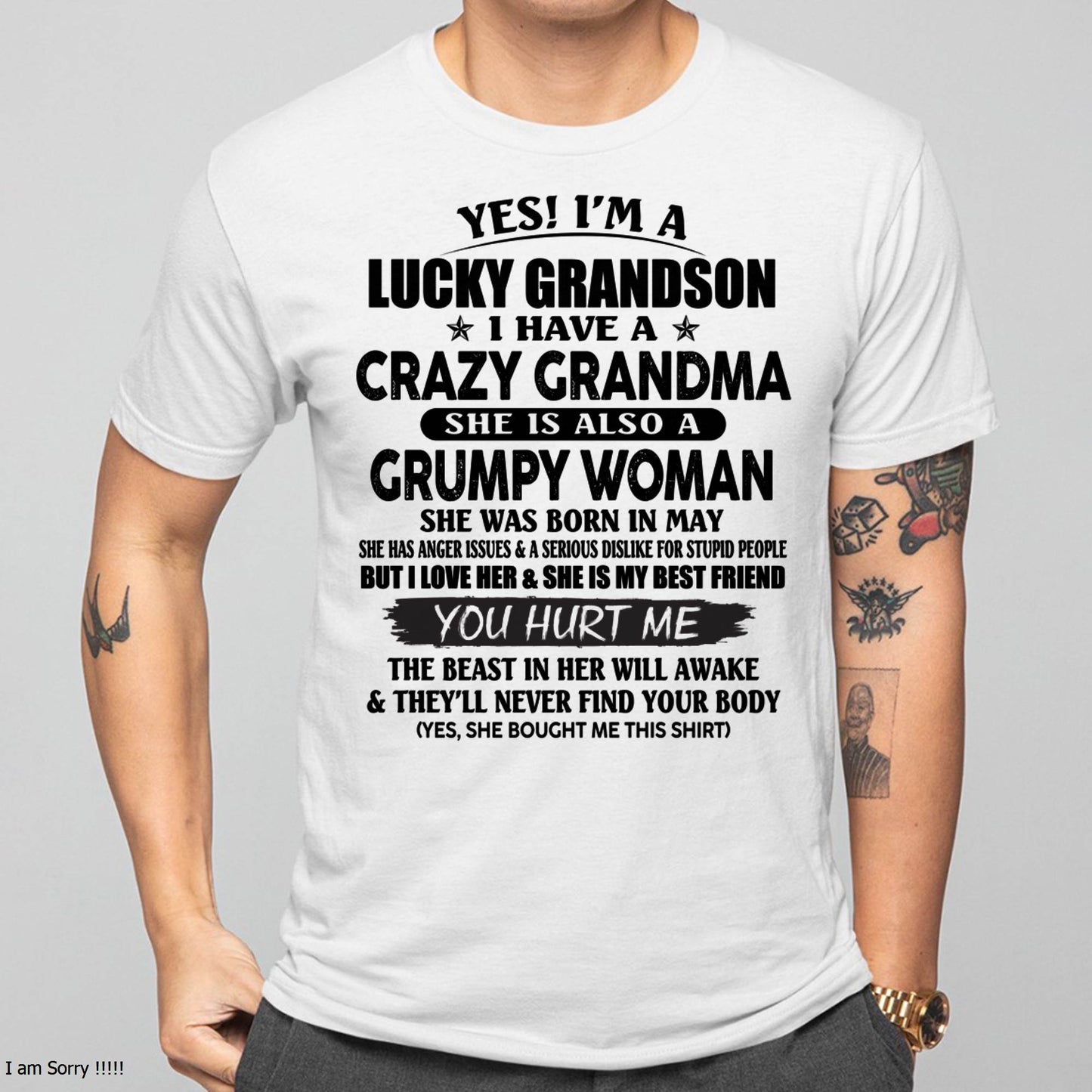 MAY - LUCKY GRANDSON OF CRAZY GRANDMA -  PERFECT GIFT FROM GRANDMA - tracy05 (SKU12-113-05)