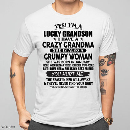 JANUARY - LUCKY GRANDSON OF CRAZY GRANDMA -  PERFECT GIFT FROM GRANDMA - tracy01 (SKU12-113-01)