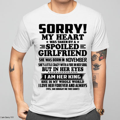 NOVEMBER - I AM GIRLFRIEND KING T-Shirt From Wife - TRACY11 (SKU2605-323-11)