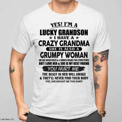 LUCKY GRANDSON OF CRAZY GRANDMA -  PERFECT GIFT FROM GRANDMA - tracy00 (SKU12-113-00)