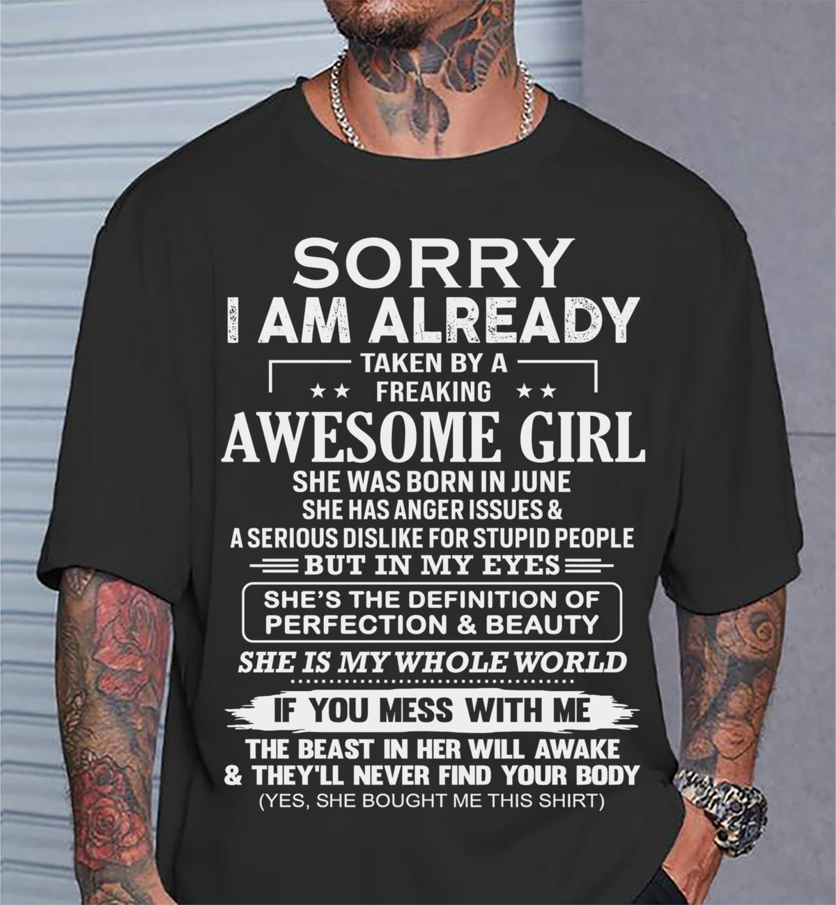 June – Sorry I Am Already Taken By A Freaking Awesome Girl – Gift For Your Boyfriend, Husband From Wife – XUAN06 (SKU10-170-06)
