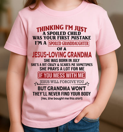 Christian Girl Shirt – Spoiled by Grandma July Edition – From Grandma to Granddaughter tracy07 (SKU07-181-07)