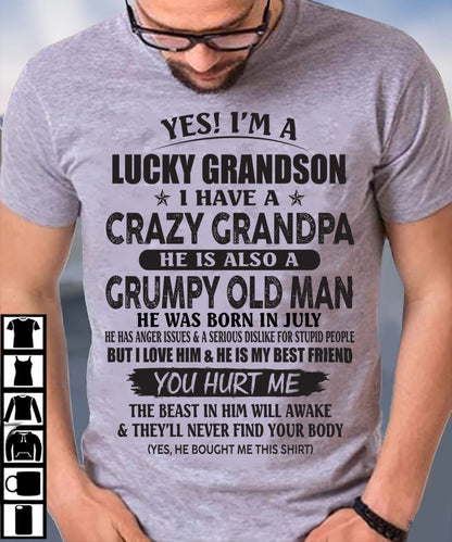 JULY - LUCKY GRANDSON OF CRAZY GRANDPA -  PERFECT GIFT FROM GRANDPA - tracy07 (SKU12-145-07)