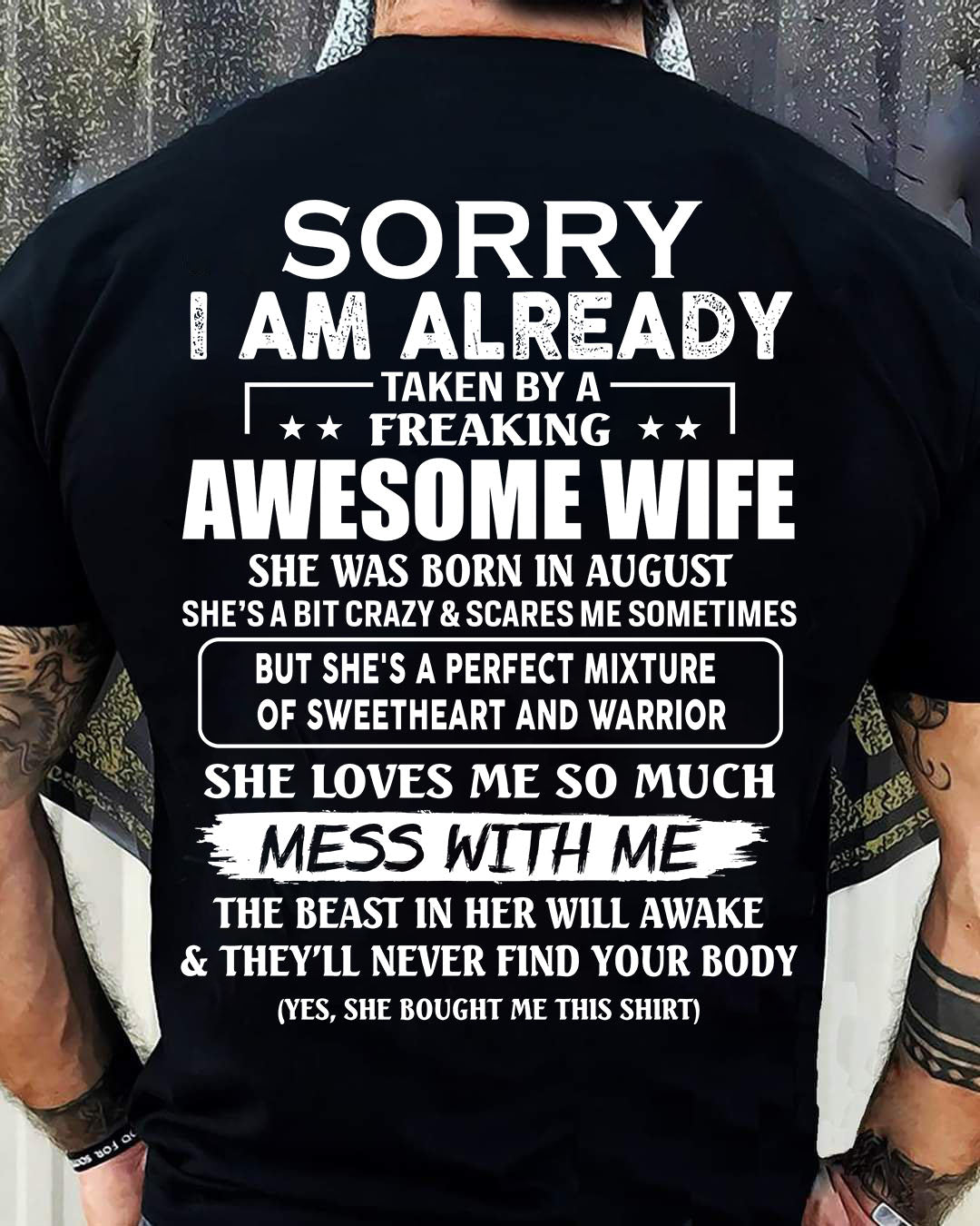 Wife August - Perfect gift for husband From Wife - tracy08 (SKU68-86-08)