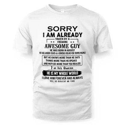 August - Awesome Boyfriend Born In August- Special gift for your Girlfriend - From Husband XUAN08 (SKUT08-11-08)