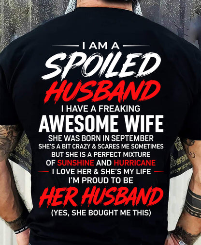 SEPTEMBER - SPOILED HUSBAND T-Shirt - Special gift for your boyfriend - From WIFE - TRACY09 (SKU2609-29-09)
