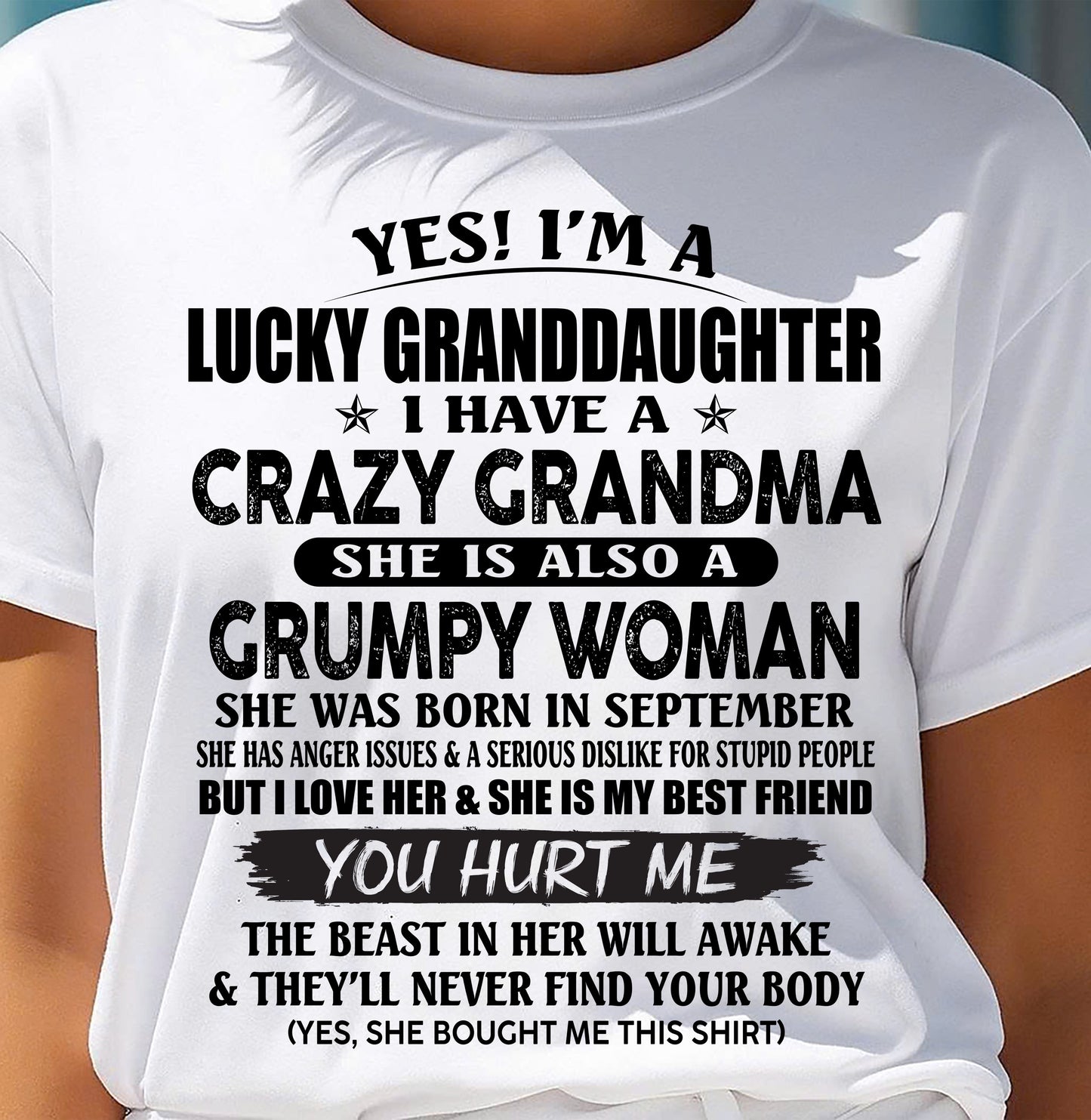 SEPTEMBER - LUCKY GRANDDAUGHTER OF CRAZY GRANDMA - PERFECT GIFT FROM GRANDMA - tracy09 (SKU12-146-09)