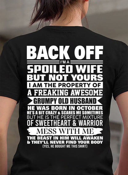 OCTOBER - BACK OFF! I'M A SPOILED WIFE - GIFT FROM HUSBAND - tracy10 (SKU2604-322-10)