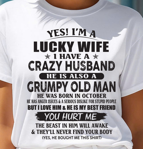 OCTOBER - TO MY WIFE - I'M A LUCKY WIFE - GIFT FROM HUSBAND - tracy10 (SKU11-30-10)
