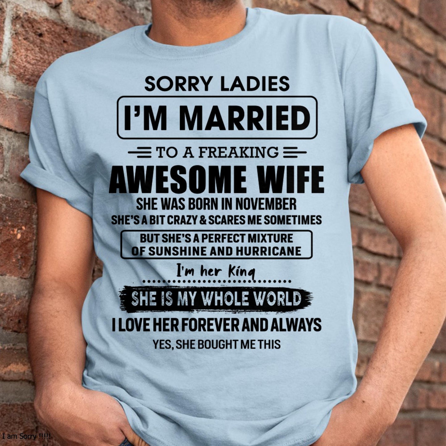 November - Sorry Ladies I Am Married To A Freaking Awesome Wife - Gift For Husband From Wife - tracy11 (SKU-TWIFE-11)