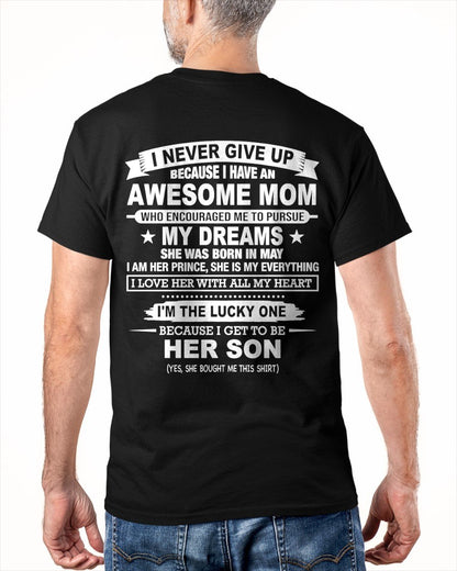 MAY - "I NEVER GIVE UP" T-shirt From MOM - TRACY05 (SKU2606-300-05)