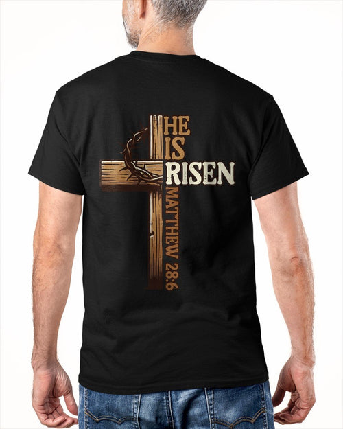 Easter Cross He is Risen Jesus Christian Men Women Kid Youth T-Shirt For MAN - TRACY00 (SKU-TRAN-180502)