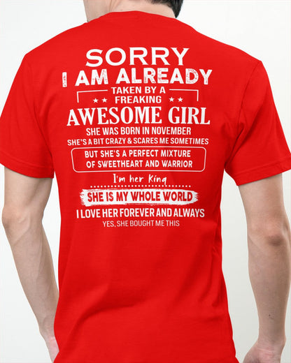 November - Awesome girl - Perfect gift for your boyfriend - (SKU04-86-11) - From Wife tracy11