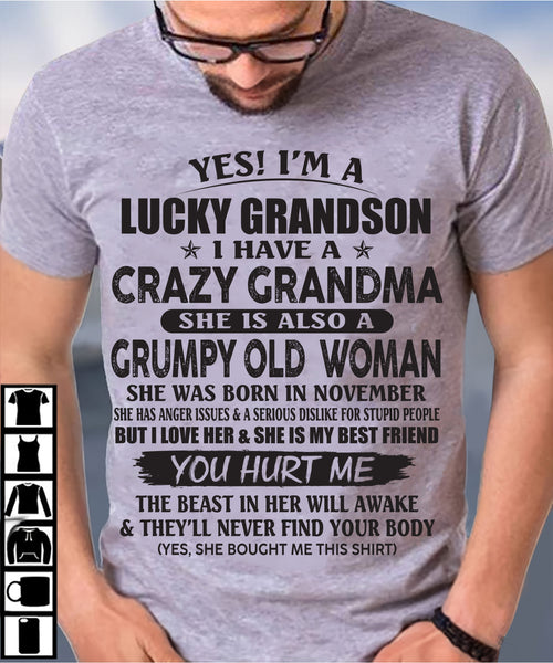 NOVEMBER - LUCKY GRANDSON OF CRAZY GRANDMA -  FROM GRANDMA - tracy11 (SKU10-173-11)