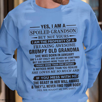 Yes I’m A Stubborn Grandson T-Shirt – Birthday Gift From February Grandma / Woman - tracy02 (SKU10-171-02)