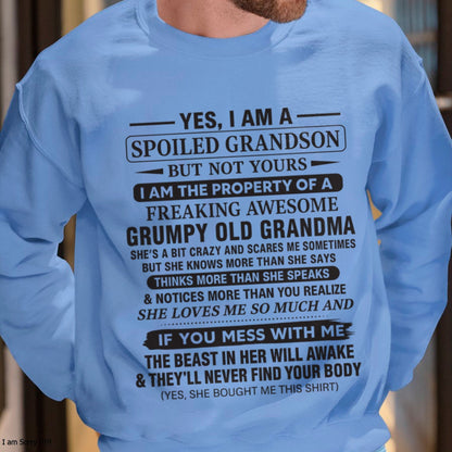 Yes I’m A Stubborn Grandson T-Shirt – Birthday Gift From Grandma / Woman - tracy00 (SKU10-171-00)