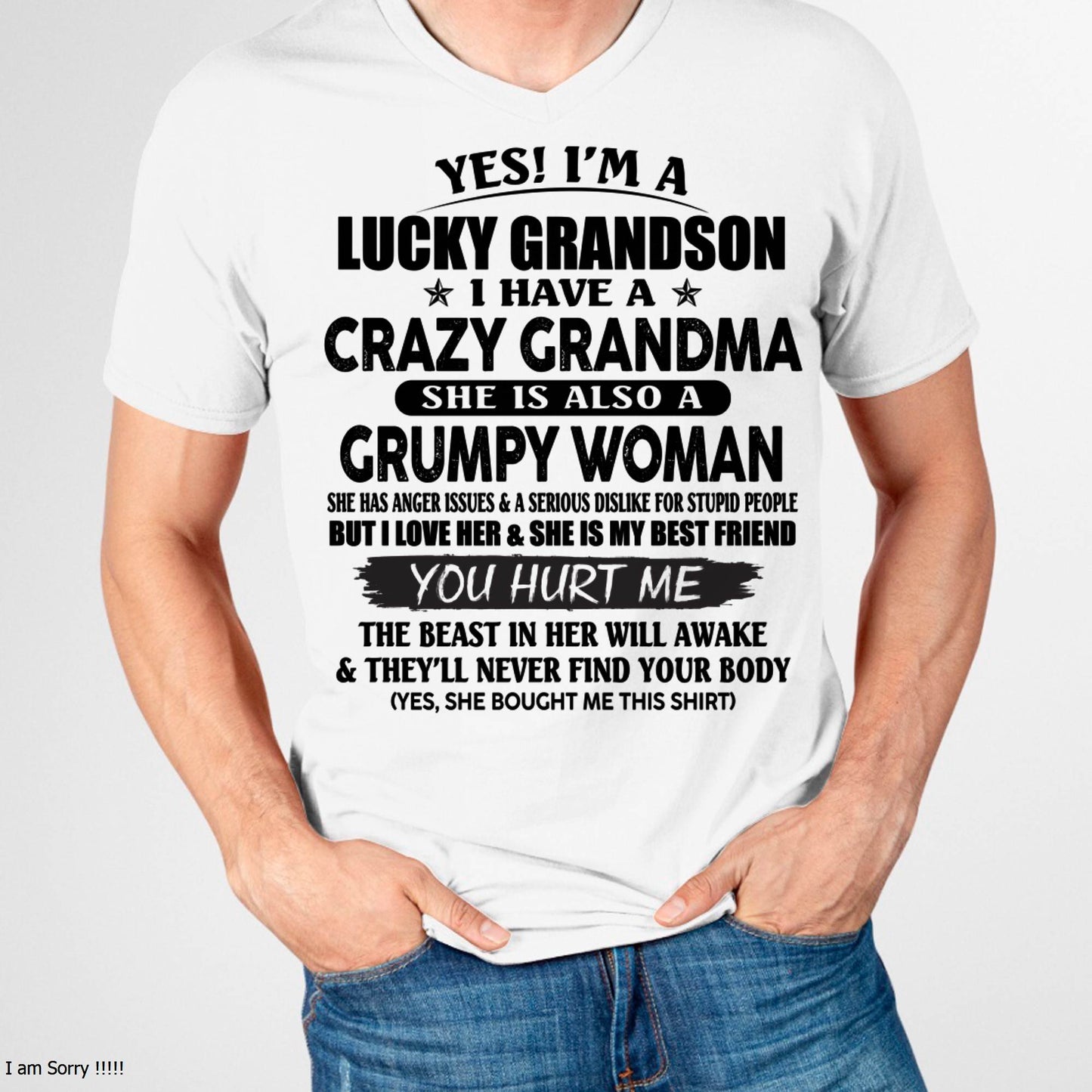 LUCKY GRANDSON OF CRAZY GRANDMA -  PERFECT GIFT FROM GRANDMA - tracy00 (SKU12-113-00)