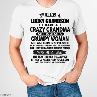 SEPTEMBER - LUCKY GRANDSON OF CRAZY GRANDMA -  PERFECT GIFT FROM GRANDMA - tracy09 (SKU12-113-09)
