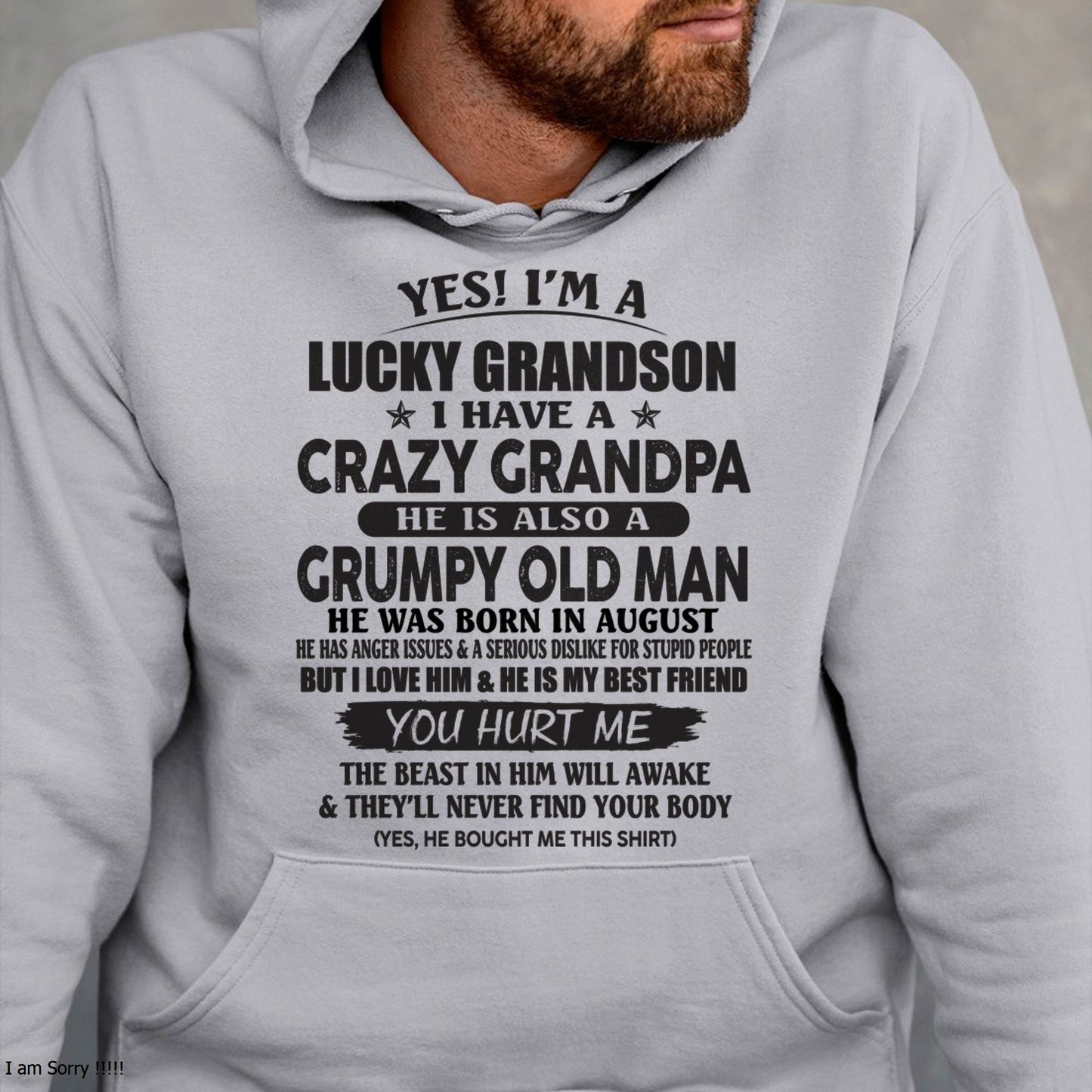 AUGUST - LUCKY GRANDSON OF CRAZY GRANDPA -  PERFECT GIFT FROM GRANDPA - tracy08 (SKU12-145-08)