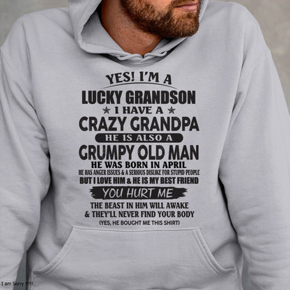 APRIL - LUCKY GRANDSON OF CRAZY GRANDPA -  PERFECT GIFT FROM GRANDPA - tracy04 (SKU12-145-04)