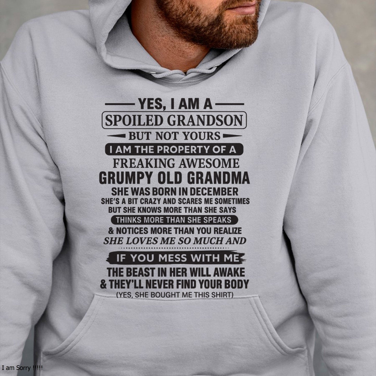Yes I’m A Stubborn Grandson T-Shirt – Birthday Gift From December Grandma / Woman - tracy12 (SKU10-171-12)
