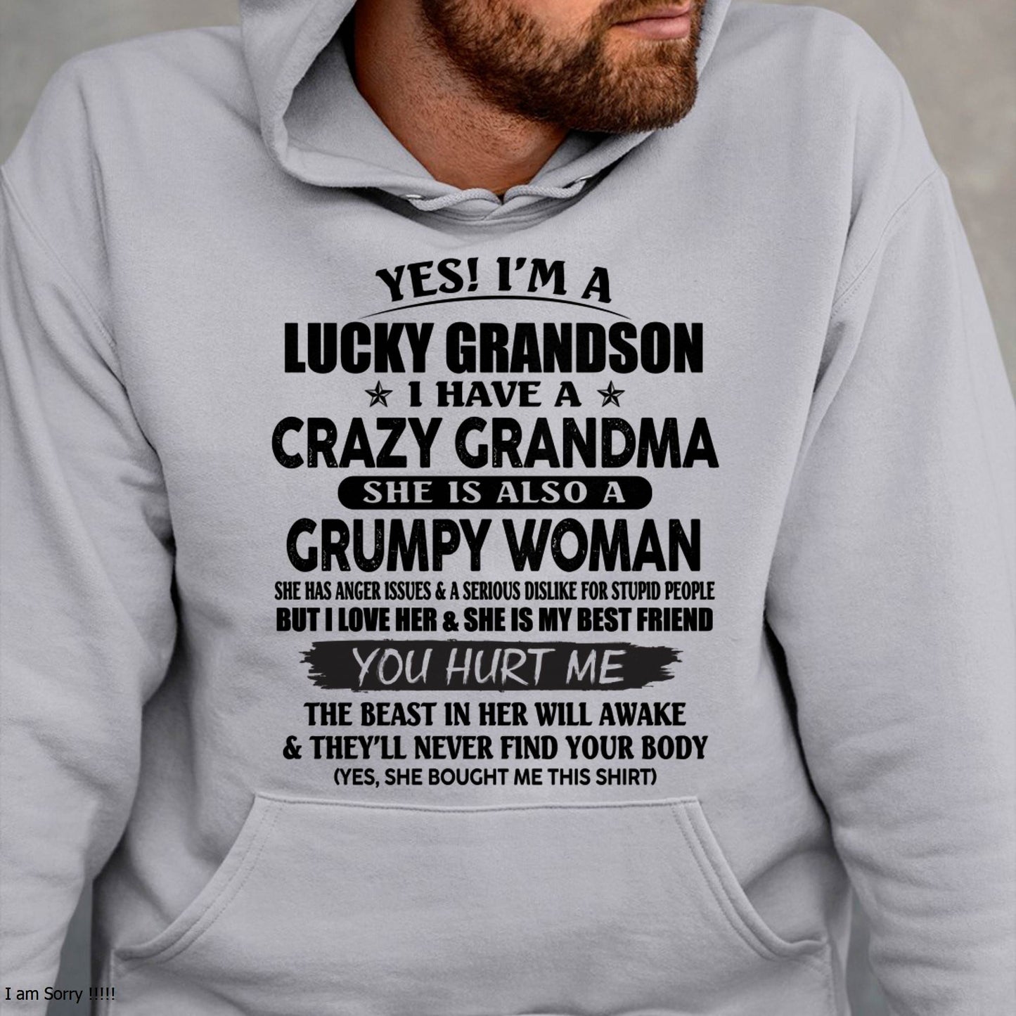 LUCKY GRANDSON OF CRAZY GRANDMA -  PERFECT GIFT FROM GRANDMA - tracy00 (SKU12-113-00)