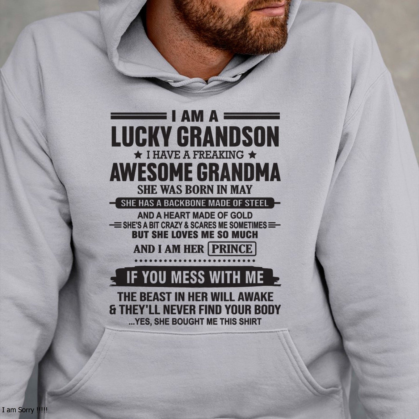I Am A Lucky Grandson T-Shirt – Birthday Gift From May Grandma / Woman - tracy05 (SKU11-29-05)