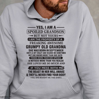 Yes I’m A Stubborn Grandson T-Shirt – Birthday Gift From September Grandma / Woman - tracy09 (SKU10-171-09)