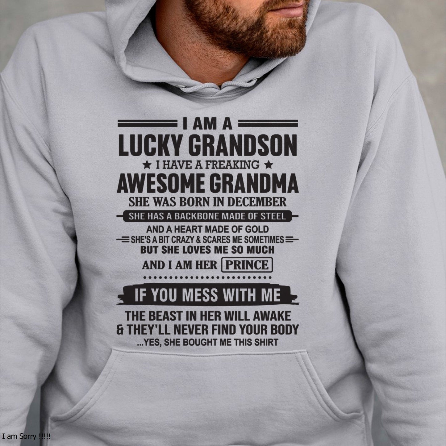 I Am A Lucky Grandson T-Shirt – Birthday Gift From December Grandma / Woman - tracy12 (SKU11-29-12)