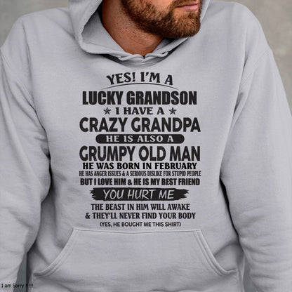 FEBRUARY - LUCKY GRANDSON OF CRAZY GRANDPA -  PERFECT GIFT FROM GRANDPA - tracy02 (SKU12-145-02)