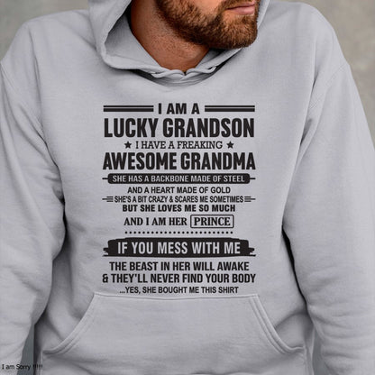 I Am A Lucky Grandson T-Shirt – Birthday Gift From Grandma / Woman - tracy00 (SKU11-29-00)