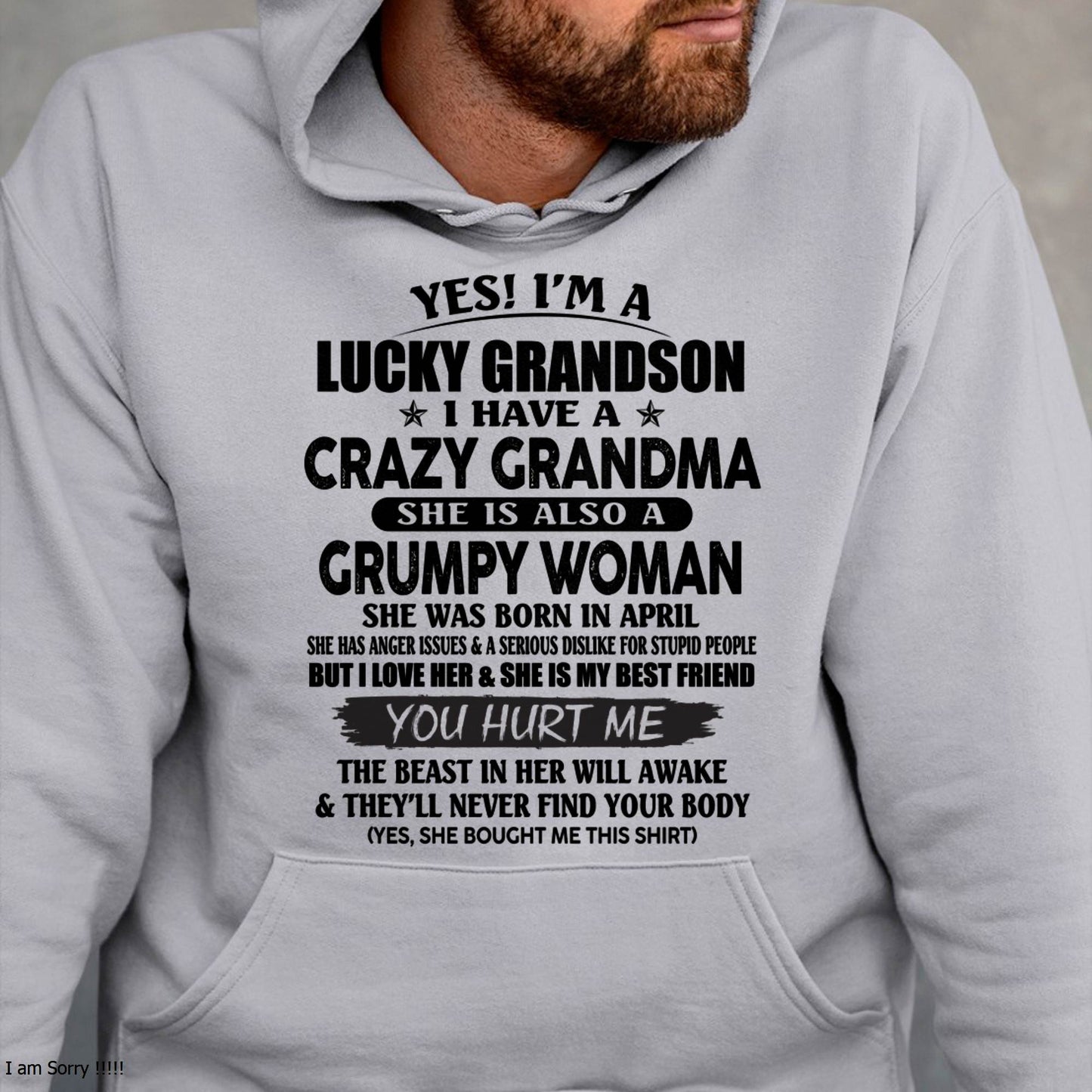 APRIL - LUCKY GRANDSON OF CRAZY GRANDMA -  PERFECT GIFT FROM GRANDMA - tracy04 (SKU12-113-04)