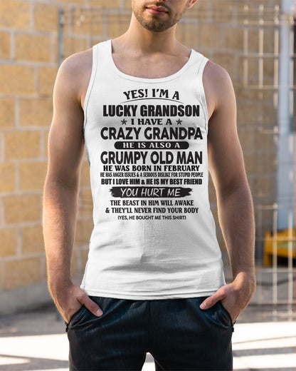 FEBRUARY - LUCKY GRANDSON OF CRAZY GRANDPA -  PERFECT GIFT FROM GRANDPA - tracy02 (SKU12-145-02)